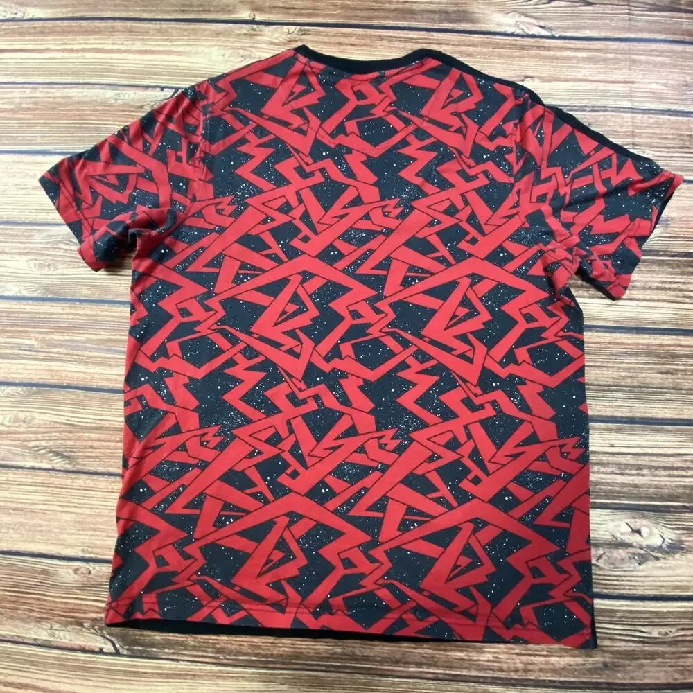Y2k Nike Air Jordan Shirt Mens XL Black Red Jumpman All Over Print T Shirt